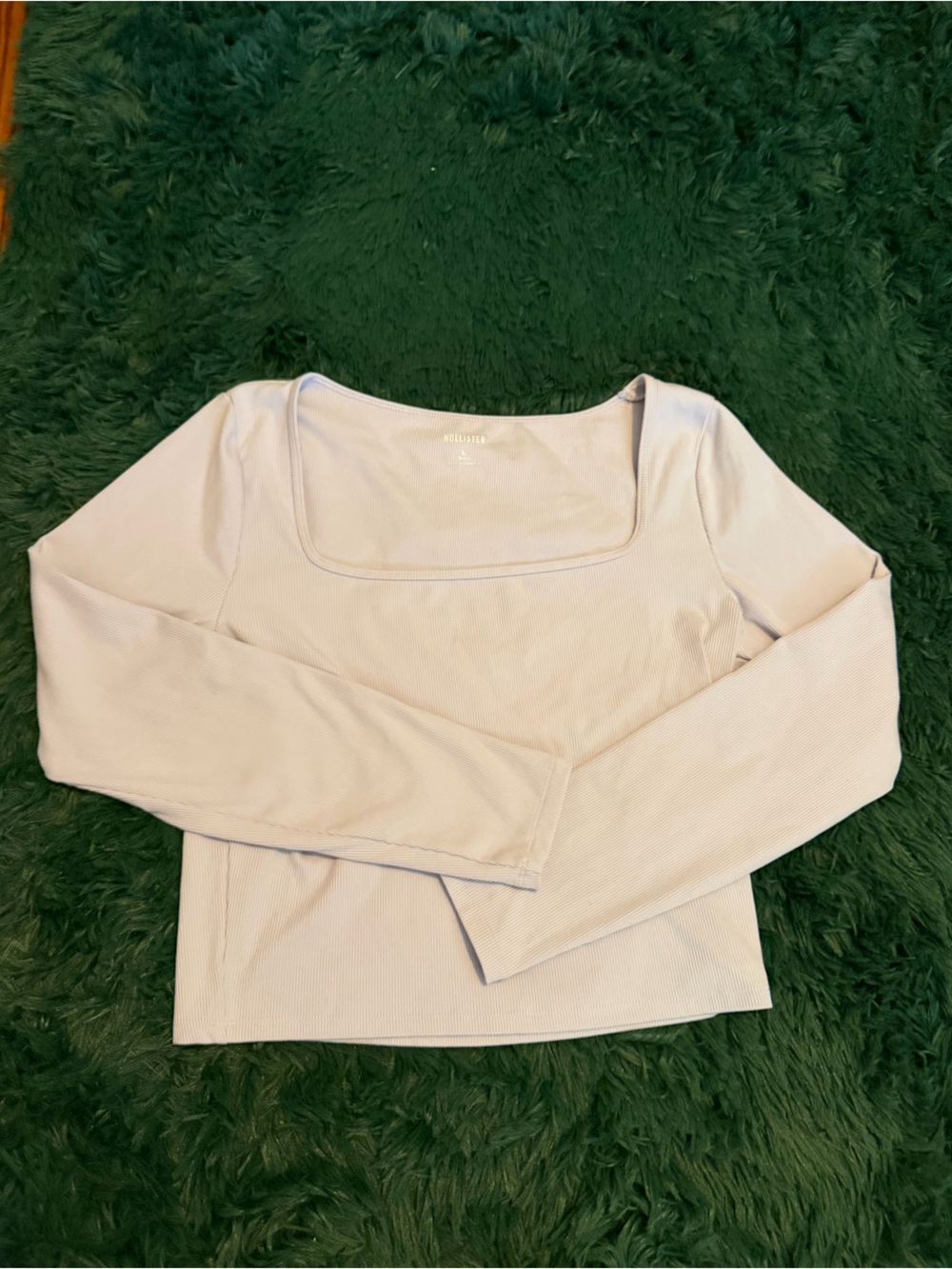 4/$20 💫 Hollister Lilac Pastel Purple Ribbed Square Long Sleeve Crop Top